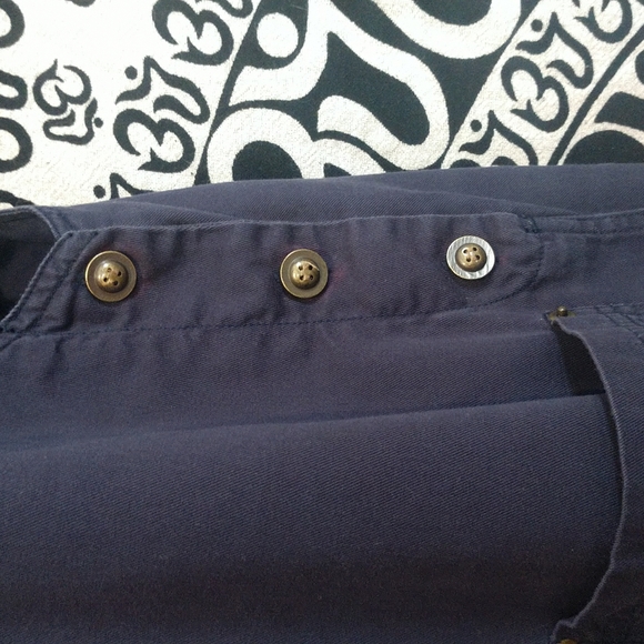 Womens dark blue overall dress by Christopher & Banks with birds. Size M. - Picture 5 of 8